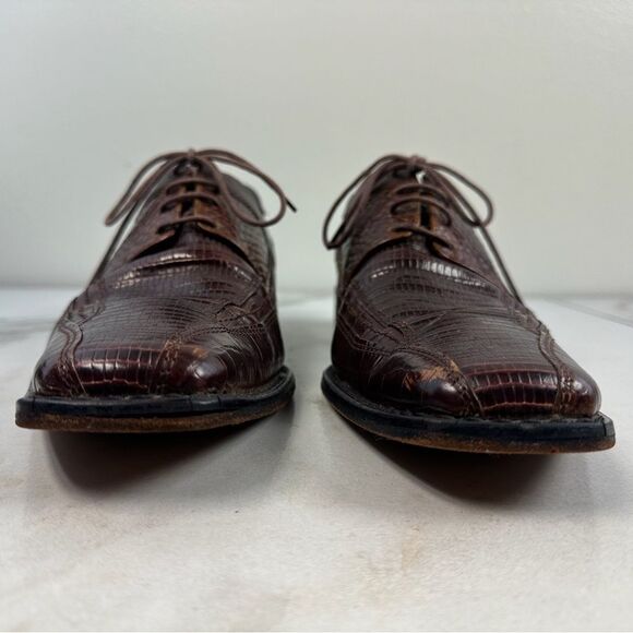 Stacy Adams Palladin Brown Snake Print Leather Bike Toe Oxford Dress Shoes, Sz 8 main image 5